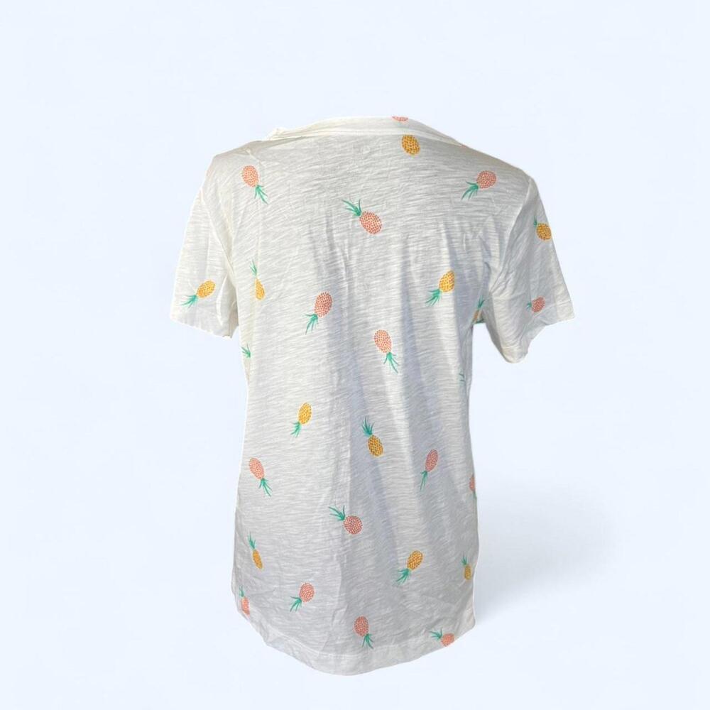 LOFT summer pineapple 100% cotton print t-shirt Size Small - Picture 4 of 7